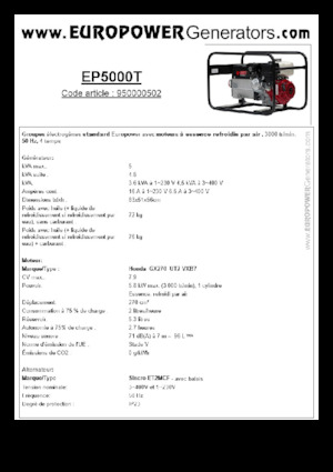 Generatori a benzina Europower EP5000T (S)