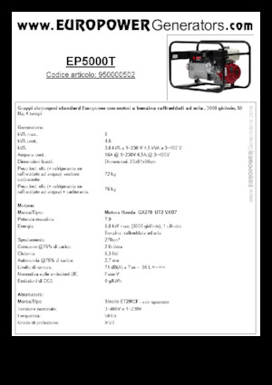 Generatori a benzina Europower EP5000T (S)