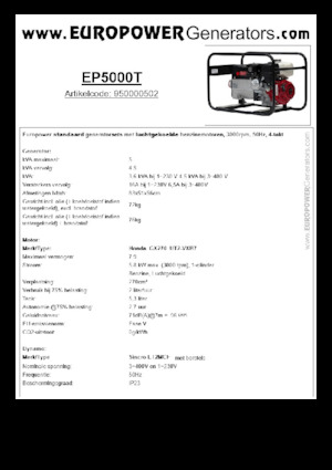 Generatori a benzina Europower EP5000T (S)