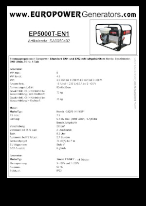 Generatori a benzina Europower EP5000T-EN1 (S)