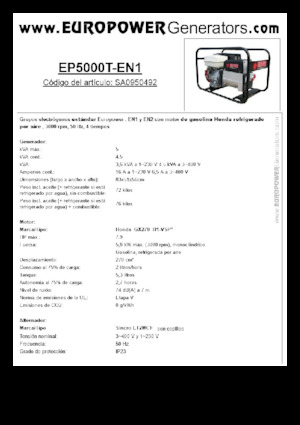 Generatori a benzina Europower EP5000T-EN1 (S)