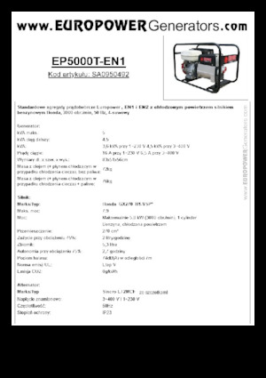 Generatori a benzina Europower EP5000T-EN1 (S)