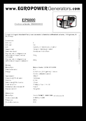 Generatori a benzina Europower EP6000 (S)