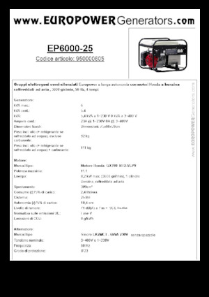 Generatori a benzina Europower EP6000-25 (S)
