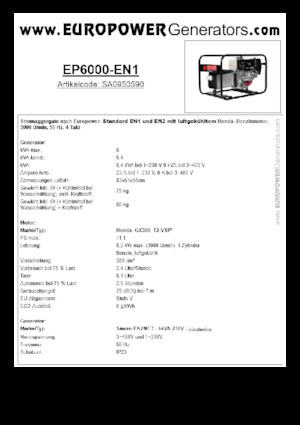 Generatori a benzina Europower EP6000 EN1 (S)