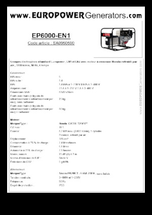 Generatori a benzina Europower EP6000 EN1 (S)