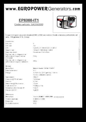 Generatori a benzina Europower EP6000 EN1 (S)