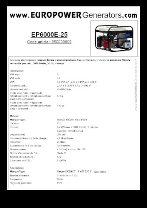 Generatori a benzina Europower EP6000E-25 (S)