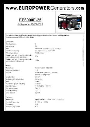 Generatori a benzina Europower EP6000E-25 (S)