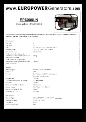 Generatori a benzina Europower EP6000LN (S)