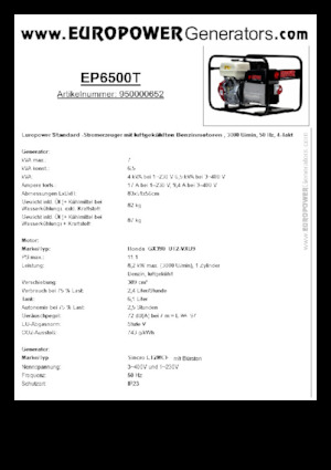 Generatori a benzina Europower EP6500T (S)