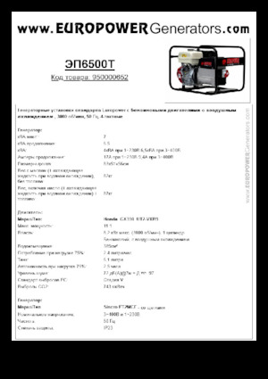Generatori a benzina Europower EP6500T (S)