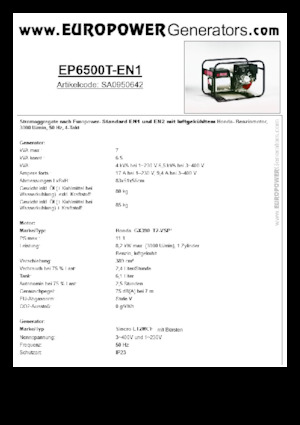 Generatori a benzina Europower EP6500T-EN1 (S)