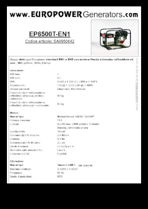 Generatori a benzina Europower EP6500T-EN1 (S)