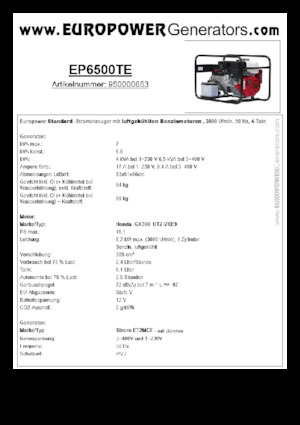 Generatori a benzina Europower EP6500TE (S)