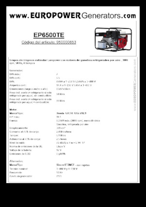 Generatori a benzina Europower EP6500TE (S)