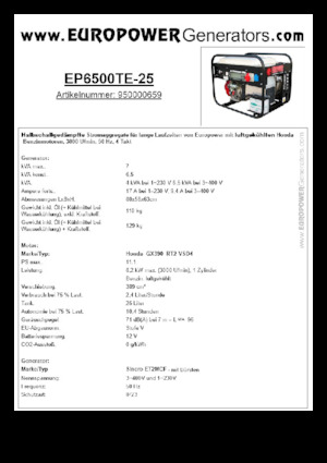 Generatori a benzina Europower EP6500TE-25 (S)