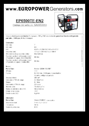 Generatori a benzina Europower EP6500TE-EN2 (S)