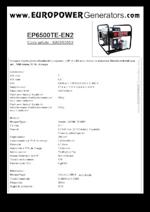 Generatori a benzina Europower EP6500TE-EN2 (S)