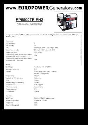 Generatori a benzina Europower EP6500TE-EN2 (S)