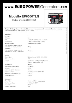 Generatori a benzina Europower EP6500TLN (S)
