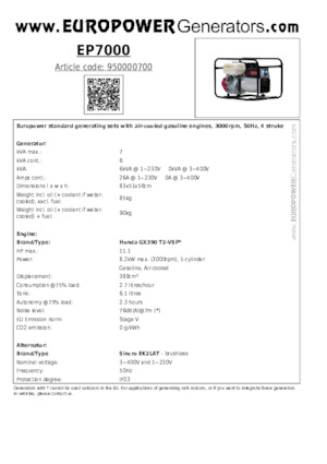 Generatori a benzina Europower EP7000 (S)