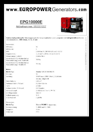 Generatori a benzina Europower EPG10000E (S)