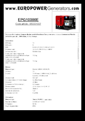Generatori a benzina Europower EPG10000E (S)