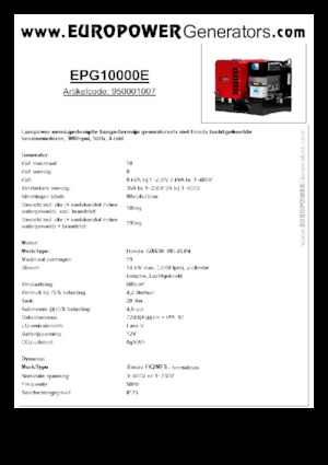 Generatori a benzina Europower EPG10000E (S)