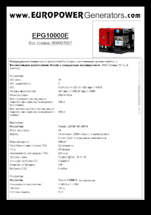 Generatori a benzina Europower EPG10000E (S)