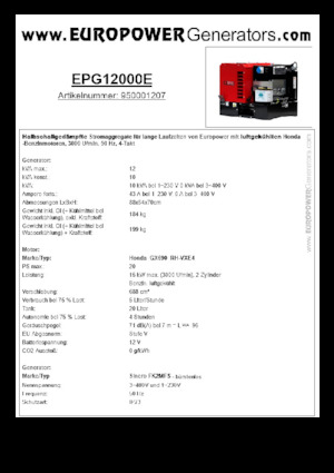 Generatori a benzina Europower EPG12000E (S)