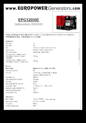 Generatori a benzina Europower EPG12000E (S)