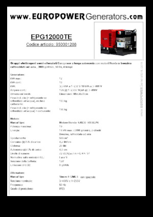 Generatori a benzina Europower EPG12000TE (S)