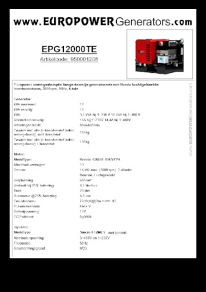 Generatori a benzina Europower EPG12000TE (S)