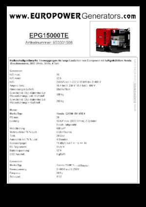 Generatori a benzina Europower EPG15000TE (S)