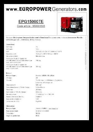 Generatori a benzina Europower EPG15000TE (S)