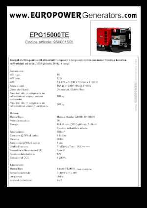 Generatori a benzina Europower EPG15000TE (S)