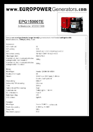 Generatori a benzina Europower EPG15000TE (S)