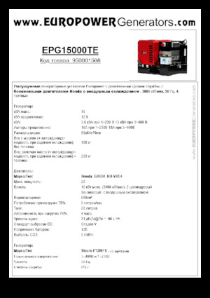 Generatori a benzina Europower EPG15000TE (S)