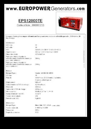 Generatori a benzina Europower EPS12000TE (MA)