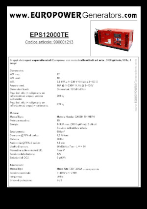 Generatori a benzina Europower EPS12000TE (MA)
