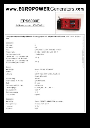 Generatori a benzina Europower EPS6000E (S)