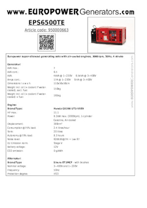 Generatori a benzina Europower EPS6500TE (S)