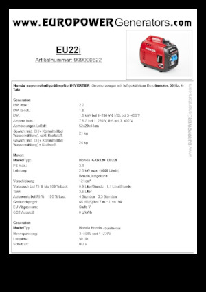 Generatori a benzina Europower EU22i