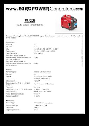 Generatori a benzina Europower EU22i