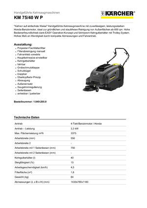 Spazzatrici stradali manuali Kärcher KM 75/40 W P Profenssional