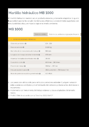 Martelli demolitori idraulici Epiroc MB 1000