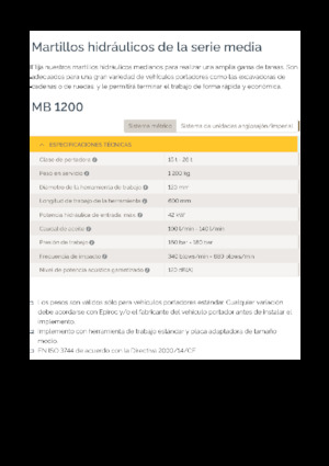 Martelli demolitori idraulici Epiroc MB 1200