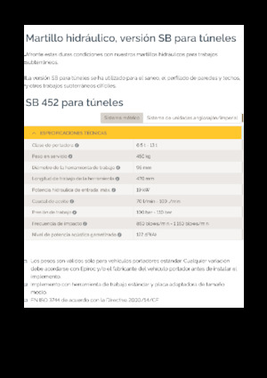 Martelli demolitori idraulici Epiroc SB 452 T