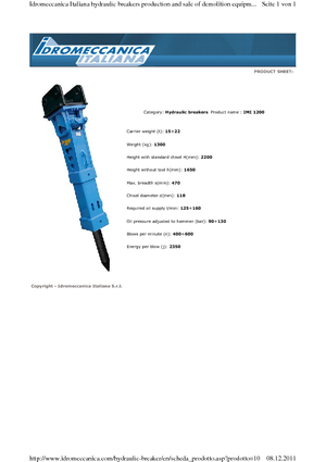 Martelli demolitori idraulici Idromeccanica IMI 1200
